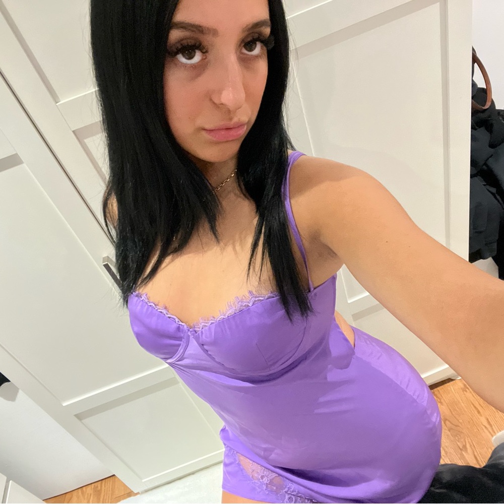 MESHKI purple lace dress